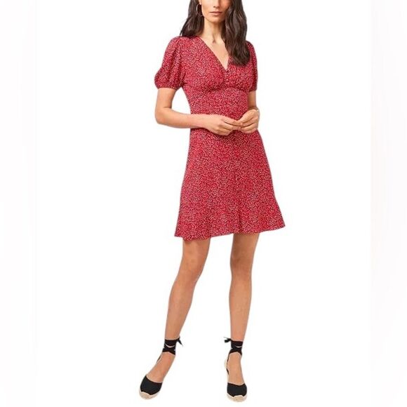 1. State Red Floral Puff-Sleeve Dress size 2X - Picture 1 of 9
